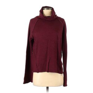 Alala Burgundy Jersey Bell Sleeve Raw Edge Sweatshirt Activewear Top Sz S